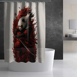 Шторка для душа Демоническая панда самурай - нейроарт, цвет: 3D-принт — фото 2