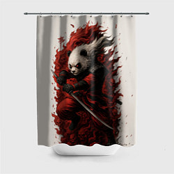 Шторка для душа Демоническая панда самурай - нейроарт, цвет: 3D-принт