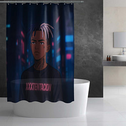 Шторка для душа XXXTentacion - Неоновый аниме арт, цвет: 3D-принт — фото 2