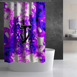 Шторка для душа Doom неоновый огонь лого, цвет: 3D-принт — фото 2