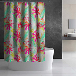 Шторка для душа Palm yellow pink, цвет: 3D-принт — фото 2