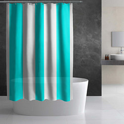 Шторка для душа Color light blue white lines, цвет: 3D-принт — фото 2