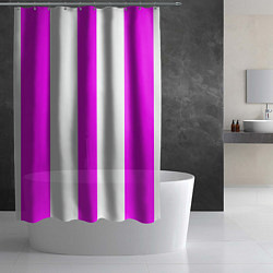 Шторка для душа Color white pink lines, цвет: 3D-принт — фото 2