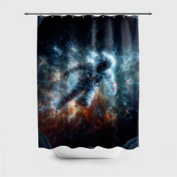 Шторка для душа Космонавт парит в космосе среди звезд, цвет: 3D-принт