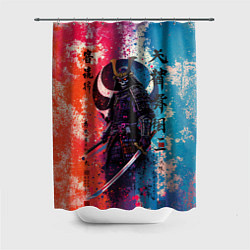 Шторка для душа Призрачный самурай - краски, цвет: 3D-принт