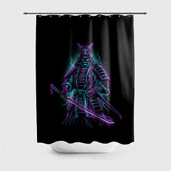 Шторка для душа Неоновый электросамурай, цвет: 3D-принт