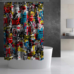 Шторка для душа Граффити коллаж, цвет: 3D-принт — фото 2