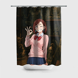 Шторка для душа Сиратори Айра - знак ок, цвет: 3D-принт