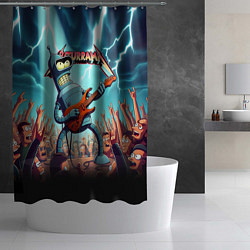 Шторка для душа Бендер рок гитарист - группа Футурама, цвет: 3D-принт — фото 2