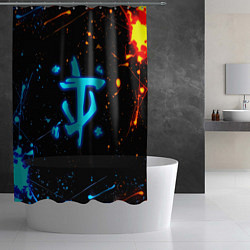 Шторка для душа Doom лёд и пламя краски, цвет: 3D-принт — фото 2