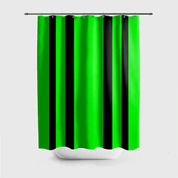 Шторка для душа Color black and green stripes, цвет: 3D-принт