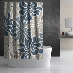 Шторка для душа Цветы blue and beige pattern, цвет: 3D-принт — фото 2