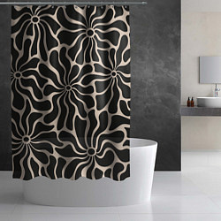Шторка для душа Цветы black pattern, цвет: 3D-принт — фото 2