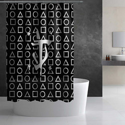 Шторка для душа Doom geometry pattern, цвет: 3D-принт — фото 2