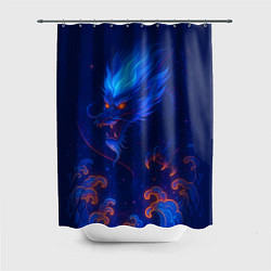 Шторка для душа Неоновый космический дракон - нейроарт, цвет: 3D-принт