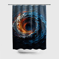 Шторка для душа Краска синяя и оранжевая в форме вихря, цвет: 3D-принт