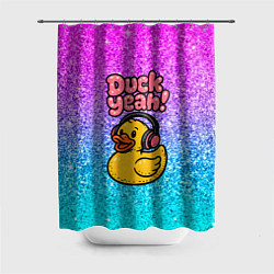 Шторка для душа Duck yeah - утка в наушниках, цвет: 3D-принт