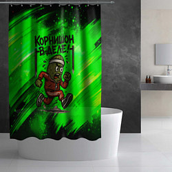 Шторка для душа Корнишон в деле - спортсмен, цвет: 3D-принт — фото 2