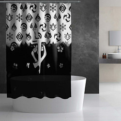 Шторка для душа Doom черно белые аниме, цвет: 3D-принт — фото 2