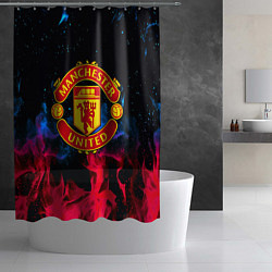 Шторка для душа Манчестер Юнайтед неоновый огонь, цвет: 3D-принт — фото 2