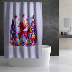 Шторка для душа Новогодняя лошадь, цвет: 3D-принт — фото 2