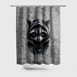 Шторка для душа Милый енот в капюшоне, цвет: 3D-принт