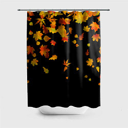 Шторка для душа Осенние листья на черном, цвет: 3D-принт