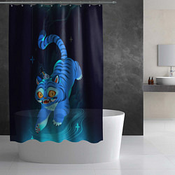 Шторка для душа Blue tiger and a six eyed magpie, цвет: 3D-принт — фото 2
