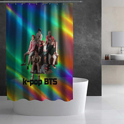 Шторка для душа BTS радужный блестящий фон, цвет: 3D-принт — фото 2