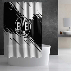 Шторка для душа Borussia черно белые полосы, цвет: 3D-принт — фото 2