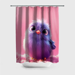 Шторка для душа Милая фиолетовая птичка, цвет: 3D-принт