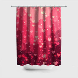 Шторка для душа Розовый с сердечками паттерн, цвет: 3D-принт
