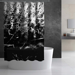 Шторка для душа Bayern Mnchen черно белая бумага, цвет: 3D-принт — фото 2