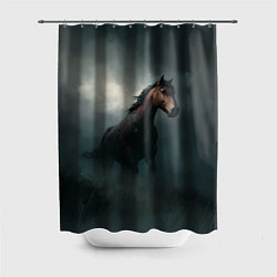 Шторка для душа Конь в тумане, цвет: 3D-принт