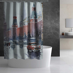 Шторка для душа Старинная Москва - новый год, цвет: 3D-принт — фото 2