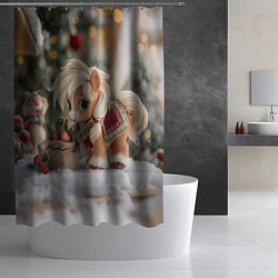 Шторка для душа Маленькая новогодняя лошадка, цвет: 3D-принт — фото 2