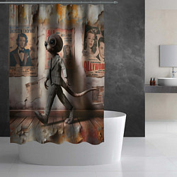 Шторка для душа Пришелец в костюме в полосочку, цвет: 3D-принт — фото 2