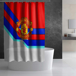 Шторка для душа Манчестер Юнайтед полосы геометрия, цвет: 3D-принт — фото 2