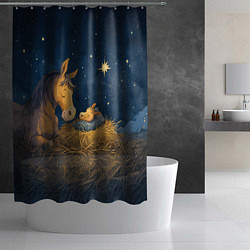 Шторка для душа Лошадка спит с жеребенком, цвет: 3D-принт — фото 2