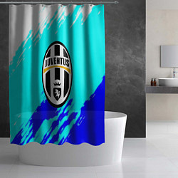 Шторка для душа Ювентус краски штрихи текстура, цвет: 3D-принт — фото 2