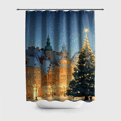 Шторка для душа Новый год в старом городе, цвет: 3D-принт
