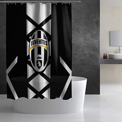 Шторка для душа Ювентус геометрия полосы линии, цвет: 3D-принт — фото 2