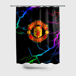 Шторка для душа Манчестер Юнайтед неоновые молнии, цвет: 3D-принт