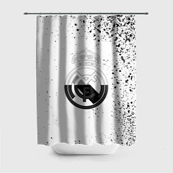 Шторка для душа Реал Мадрид черно белые краски, цвет: 3D-принт