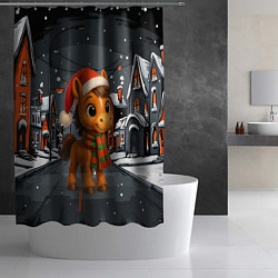 Шторка для душа Новогодняя лошадка 2026 год, цвет: 3D-принт — фото 2