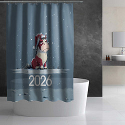 Шторка для душа 2026 Новогодняя карикатурная лошадка, цвет: 3D-принт — фото 2