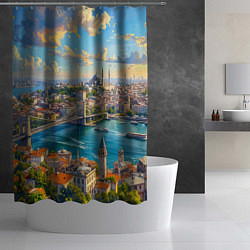 Шторка для душа Сплетение эпох над Босфором, цвет: 3D-принт — фото 2