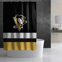Шторка для душа Pittsburgh Penguins: Black, цвет: 3D-принт — фото 2