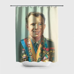Шторка для душа Гагарин в орденах, цвет: 3D-принт