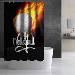 Шторка для душа Волейбольный мяч летит в огне, цвет: 3D-принт — фото 2